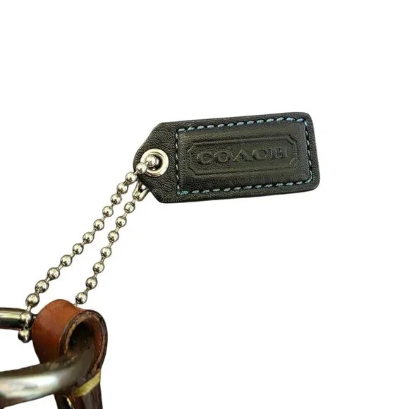 Coach Chelsea Turnlock Hobo Black Pebbled Leather Shoulder Bag Brown Strap Small - Picture 9 of 16